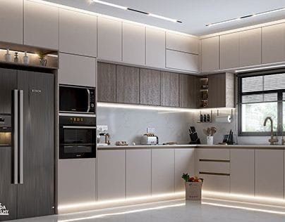 تركيب مطبخ المنيوم بتصميم خشبي بالرياض - مطابخ خبراء الرياض